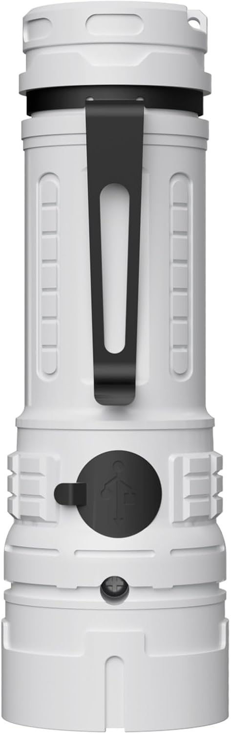 Rechargeable LED Torch - White - 1 Piece - Lightweight Portable Flashlight for Camping Backpacking Hiking.