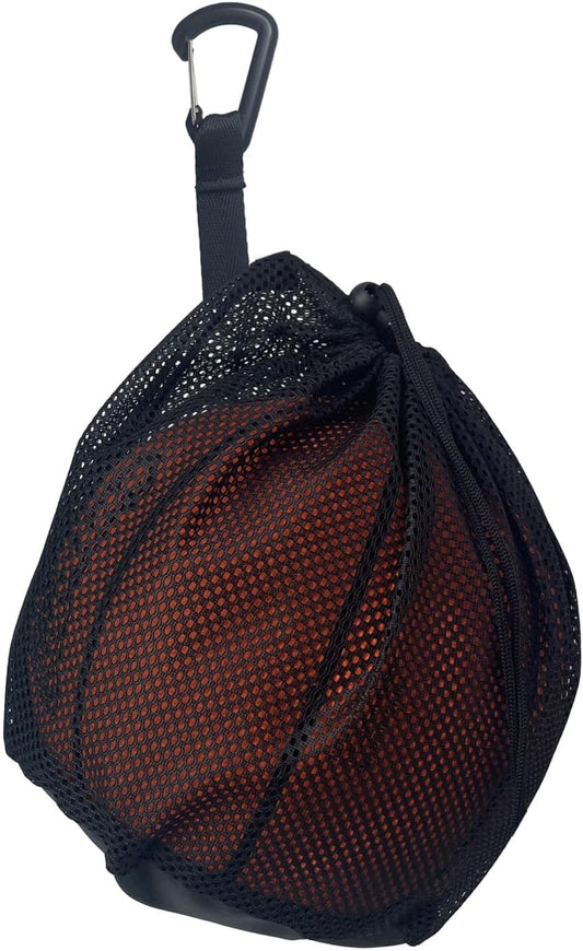 Black Crossbody Sports Ball Bag with Drawstring for Basketball Volleyball Football.