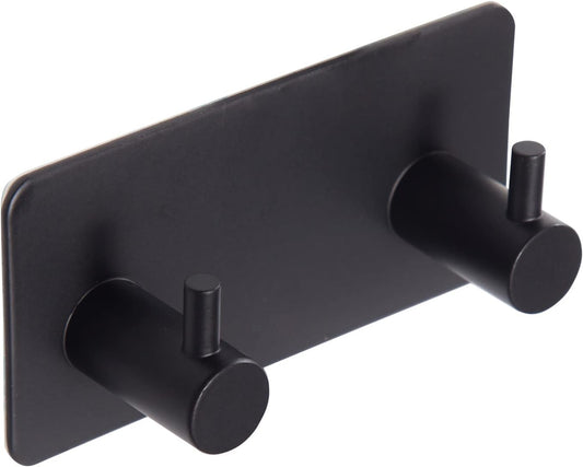 2 Pack Self Adhesive Stainless Steel Towel Hooks 304 Rust Proof Waterproof Black.