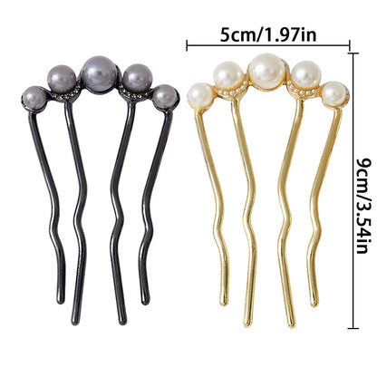 Pearl U-shaped Hair Clips 2 Pack Metal Hair Accessories Professional Hair Pins Bridal Party Festival Daily Use.