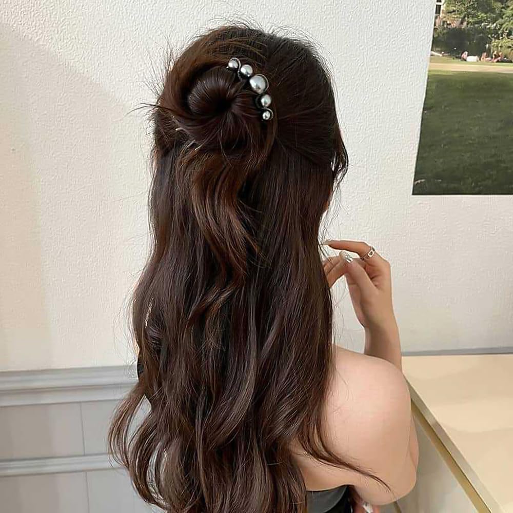 Pearl U-shaped Hair Clips 2 Pack Metal Hair Accessories Professional Hair Pins Bridal Party Festival Daily Use.