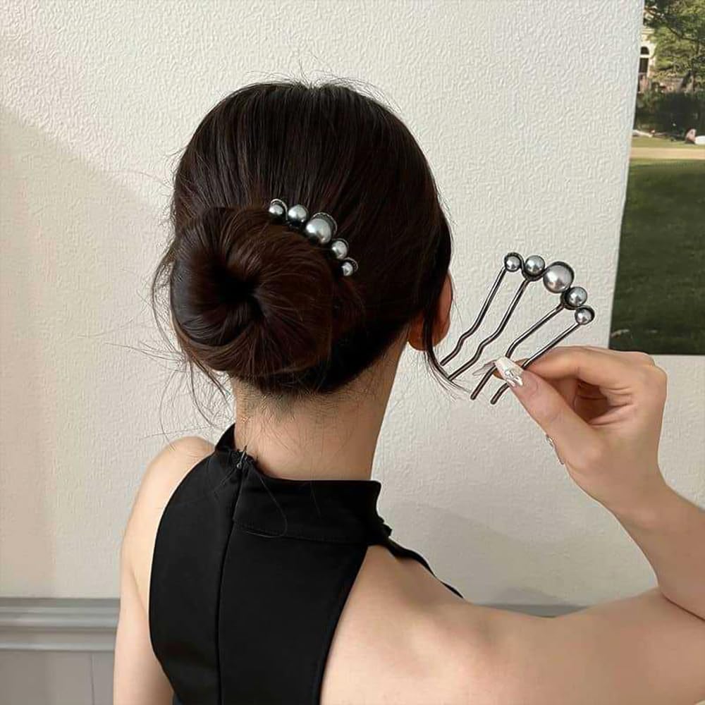 Pearl U-shaped Hair Clips 2 Pack Metal Hair Accessories Professional Hair Pins Bridal Party Festival Daily Use.