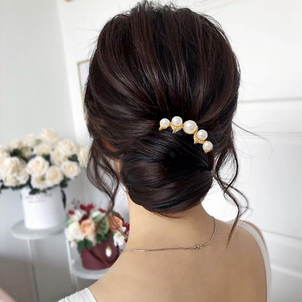 Pearl U-shaped Hair Clips 2 Pack Metal Hair Accessories Professional Hair Pins Bridal Party Festival Daily Use.
