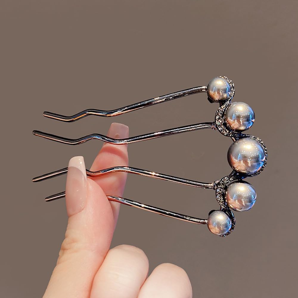 Pearl U-shaped Hair Clips 2 Pack Metal Hair Accessories Professional Hair Pins Bridal Party Festival Daily Use.