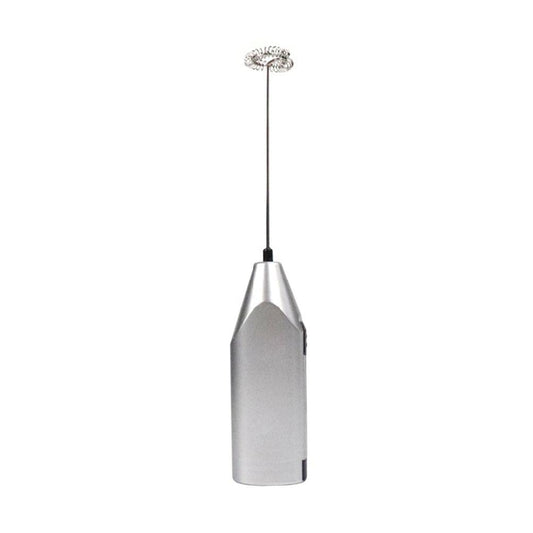 Electric Milk Frother Silver Handheld Mini Coffee Blender No Battery Required.