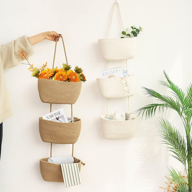 Foldable Wall-Mounted Storage Basket - Hanging Organizer for Home Use Main Image