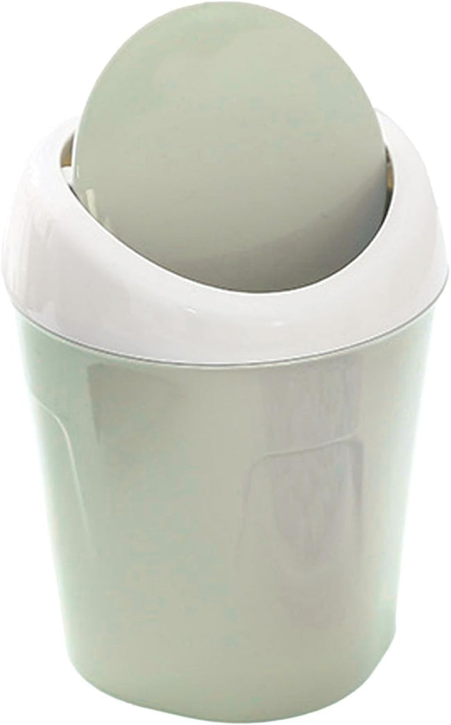 Small Trash Can with Swing Lid - Plastic Tabletop Waste Bin - Compact Bin for Office Kitchen Bathroom Student Home. Hover Image