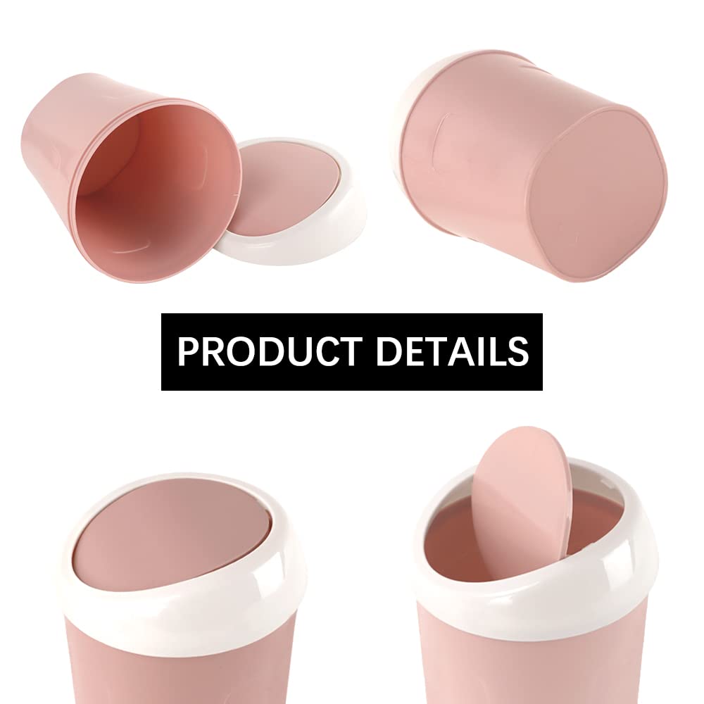 Small Trash Can with Swing Lid - Plastic Tabletop Waste Bin - Compact Bin for Office Kitchen Bathroom Student Home