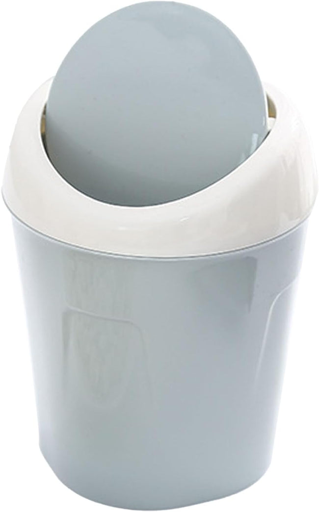 Small Trash Can with Swing Lid - Plastic Desktop Waste Bin for Office Kitchen Bathroom Student Accommodation. Hover Image