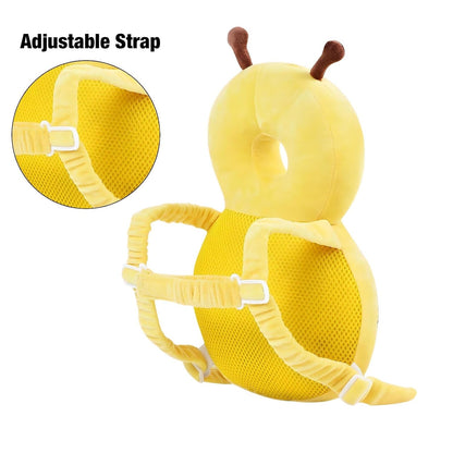 Adjustable Kids Safety Pillow 30cm x 18cm Yellow Toddler Head Protector Cushion for Safe Playtime.