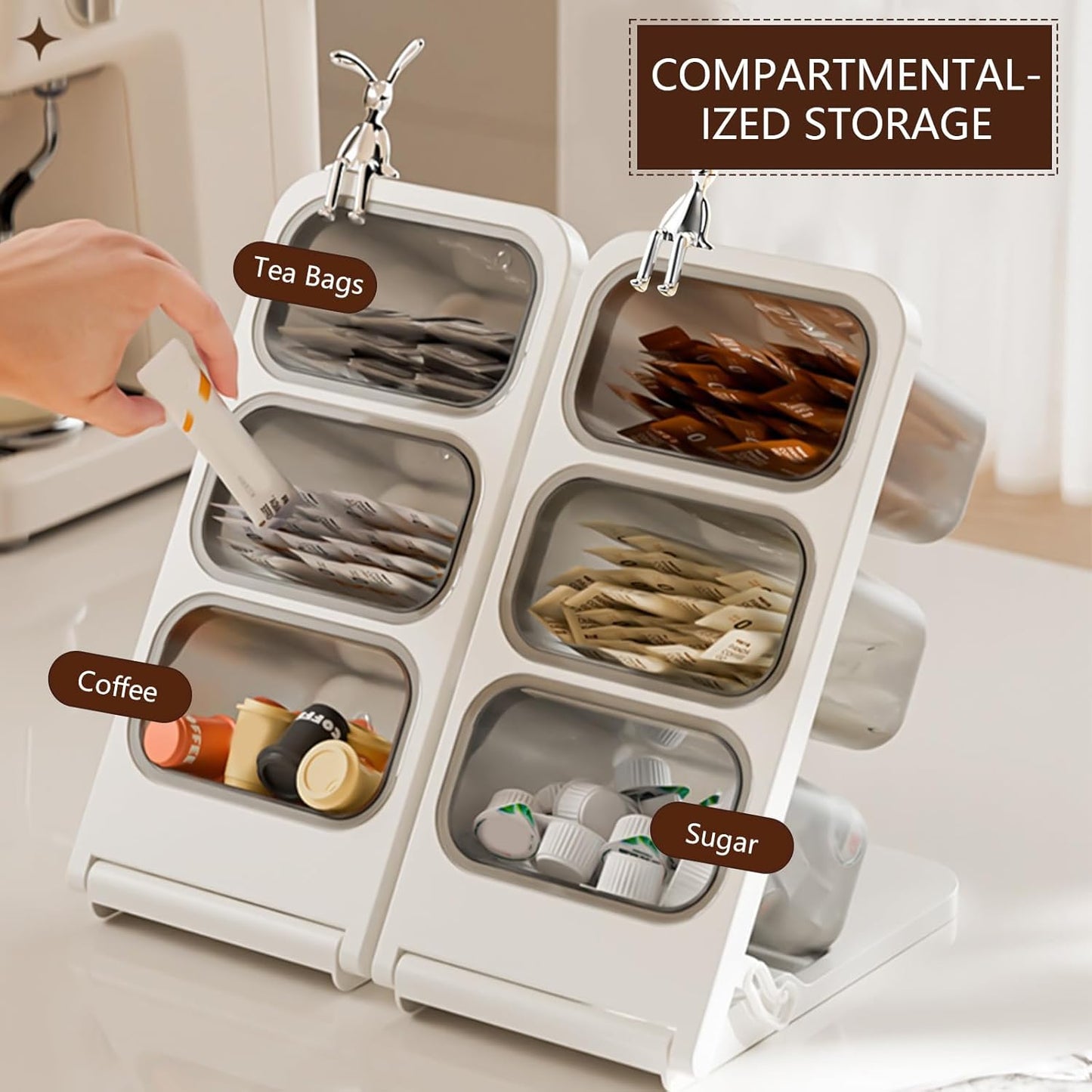 Slanted Design Coffee Capsule Holder 15.5x11.5x32CM Storage Organizer for Countertop Drawer Pantry