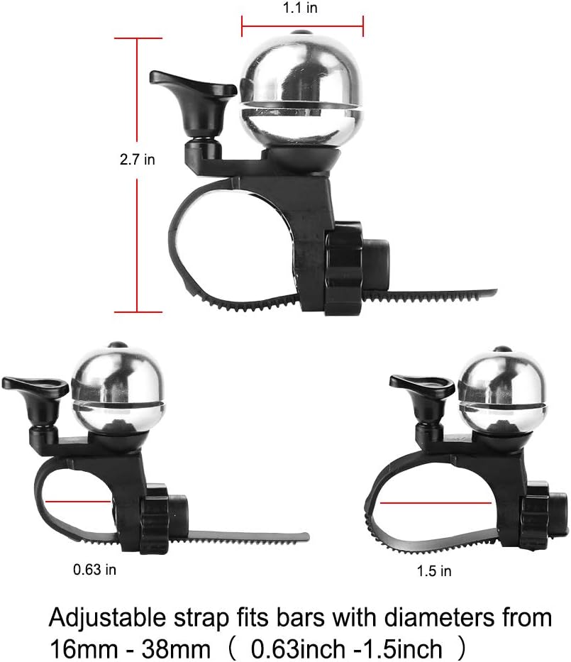 Loud Universal Bicycle Bell - Waterproof with Clear Sound - Suitable for Adults & Kids - Red - Set of 1.