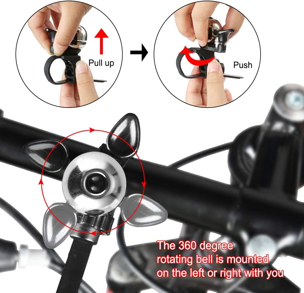 Loud Universal Bicycle Bell - Waterproof with Clear Sound - Suitable for Adults & Kids - Red - Set of 1.