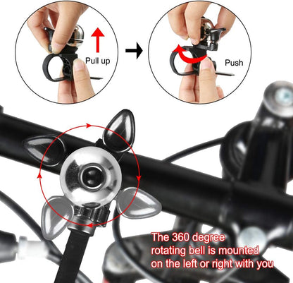 Loud Universal Bicycle Bell - Waterproof with Clear Sound - Suitable for Adults & Kids - Red - Set of 1.