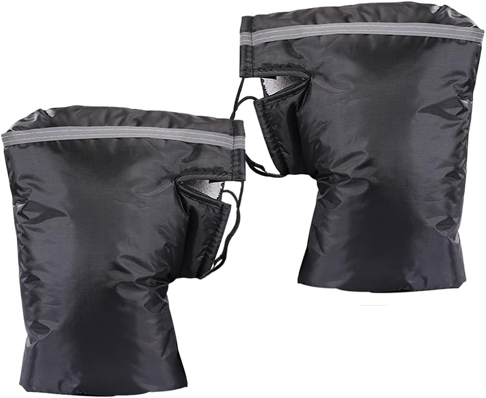 Black Windproof Thickened Cycling Gloves - 1 Pair Bike Handlebar Mitts Winter Warm Accessories.