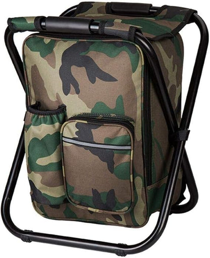 Camouflage Folding Camping Chair Portable Compact Adjustable Fishing Stool for Outdoor Use.