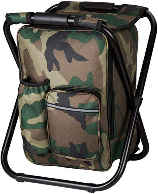 Camouflage Folding Camping Chair Portable Compact Adjustable Fishing Stool for Outdoor Use.