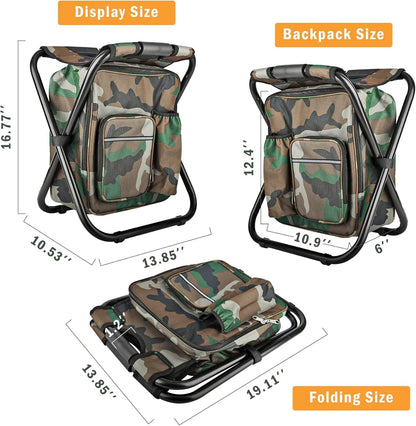 Camouflage Folding Camping Chair Portable Compact Adjustable Fishing Stool for Outdoor Use.