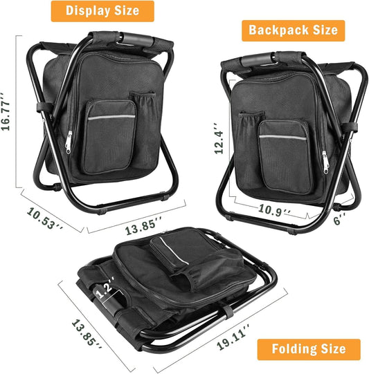 Folding Camping Chair Grey Portable Compact Adjustable Folding Chair for Outdoor Camping Fishing.