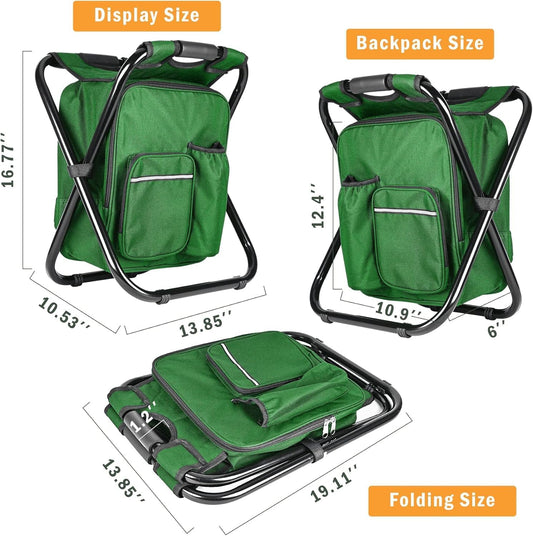 Military Green Folding Camping Chair - Portable, Compact, Adjustable with Fishing Rod Holder.