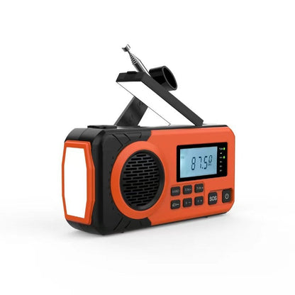 Emergency Radio Solar Hand Crank Portable Rechargeable Battery Powered Orange.