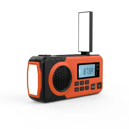 Emergency Radio Solar Hand Crank Portable Rechargeable Battery Powered Orange.