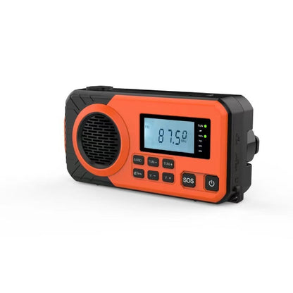 Emergency Radio Solar Hand Crank Portable Rechargeable Battery Powered Orange.