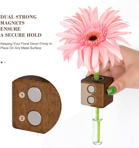 2 Pack Magnetic Wall Vases Mini Hydroponic Test Tubes for Home Decor.