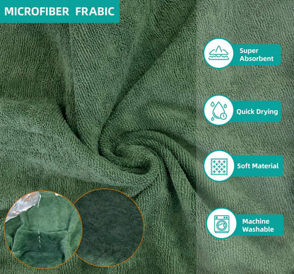 Green Dog Bathrobe with Orange Piping Size S - Adjustable Strap Pet Towel for Dogs