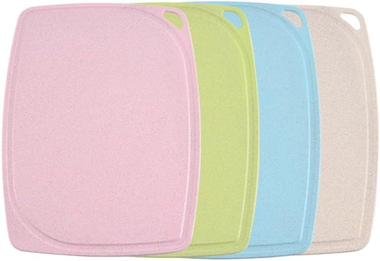 4 Colours Cutting Board Set Wheat Straw Antislip Durable for Various Food.