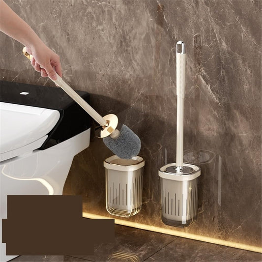 Compact Toilet Brush with Long Handle Wall Mounted No Drilling Bathroom Cleaning Tool Anti-Splash Design.
