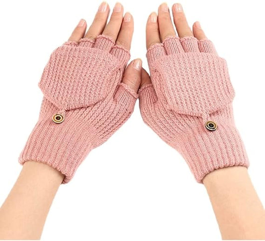 Women's Warm Fingerless Gloves - Pink - 1 Pair.
