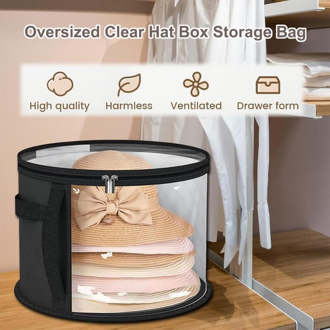 Oversized Transparent Hat Storage Bag for 5-7 Hats Men Women Portable Cowboy Hat Case with Zipper Handle Dustproof Multipurpose Organizer Main Image
