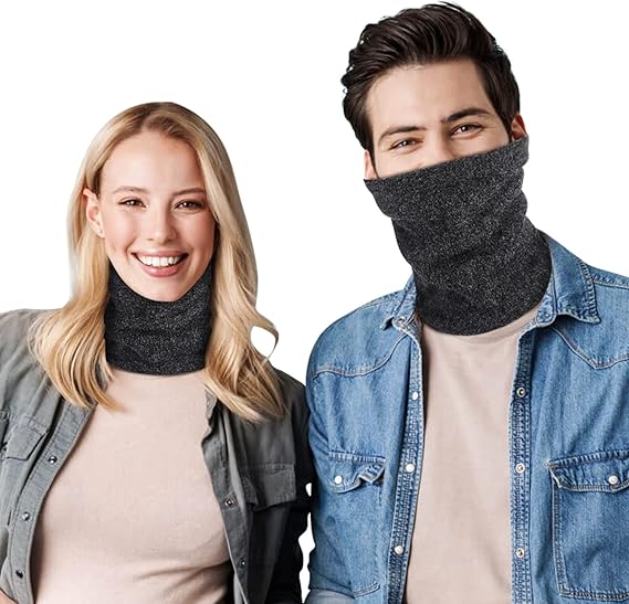 Winter Sports Fleece Scarf - Unisex Dark Grey Warm Neck Warmer for Cold Weather