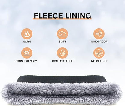 Winter Sports Fleece Scarf - Unisex Dark Grey Warm Neck Warmer for Cold Weather