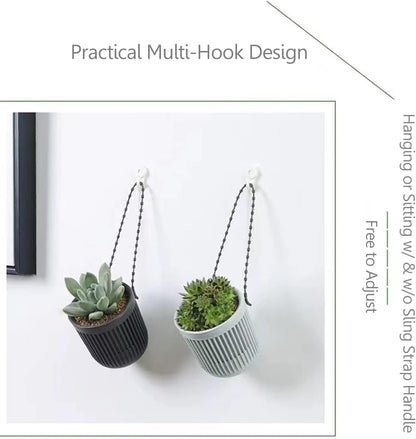 Ceramic Flower Pot - Indoor/Outdoor Use - Break Resistant - Black - 1 Piece - Wall-Mounted Planter