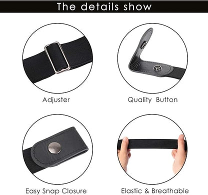 2 Pairs Elastic Belts Adjustable Unisex Waist Belts for Men and Women