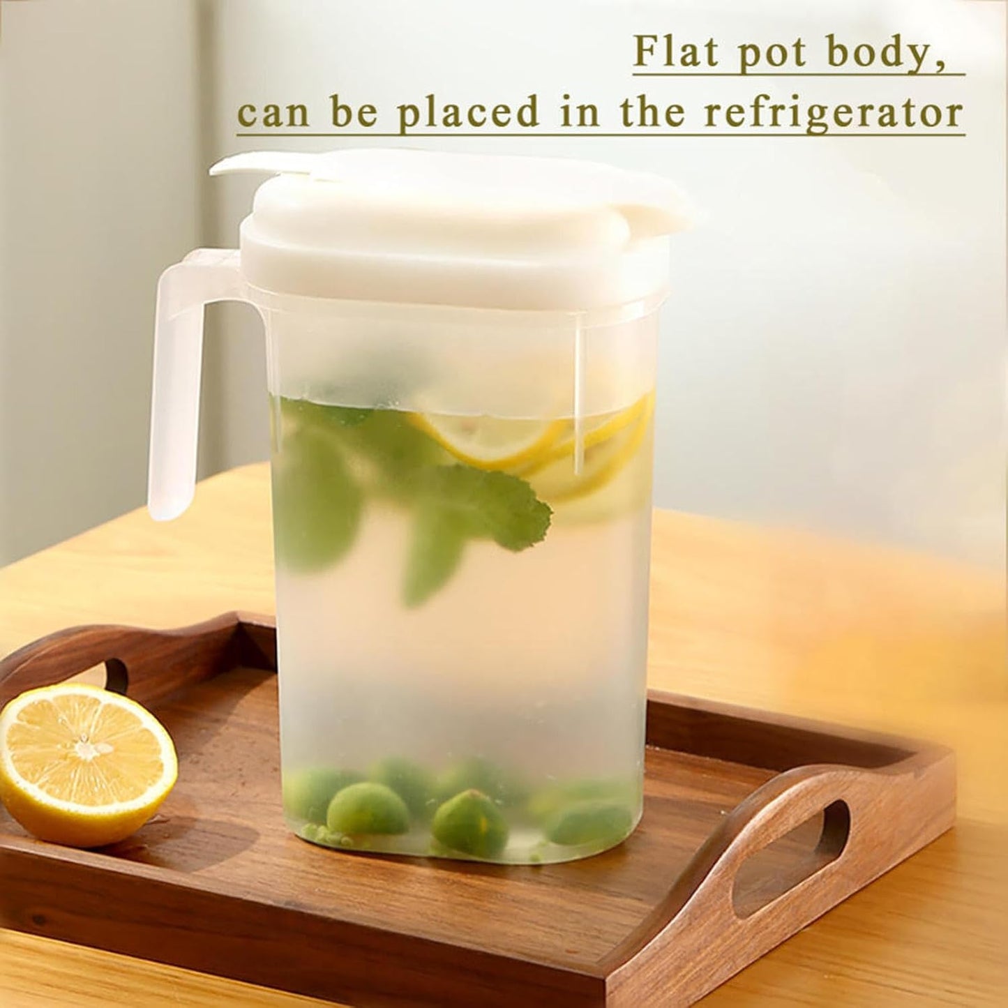 2400ml Transparent Plastic Water Jug with Lid - Large Capacity Beverage Container for Home Office Use