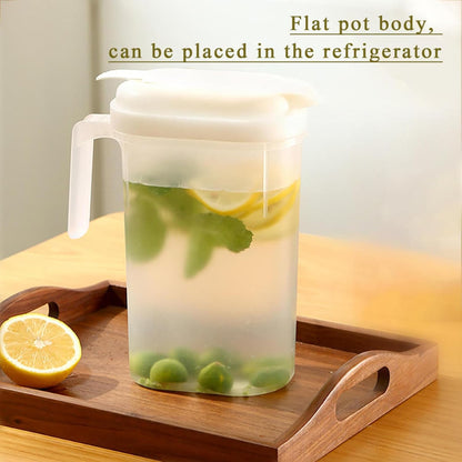 2400ml Transparent Plastic Water Jug with Lid - Large Capacity Beverage Container for Home Office Use