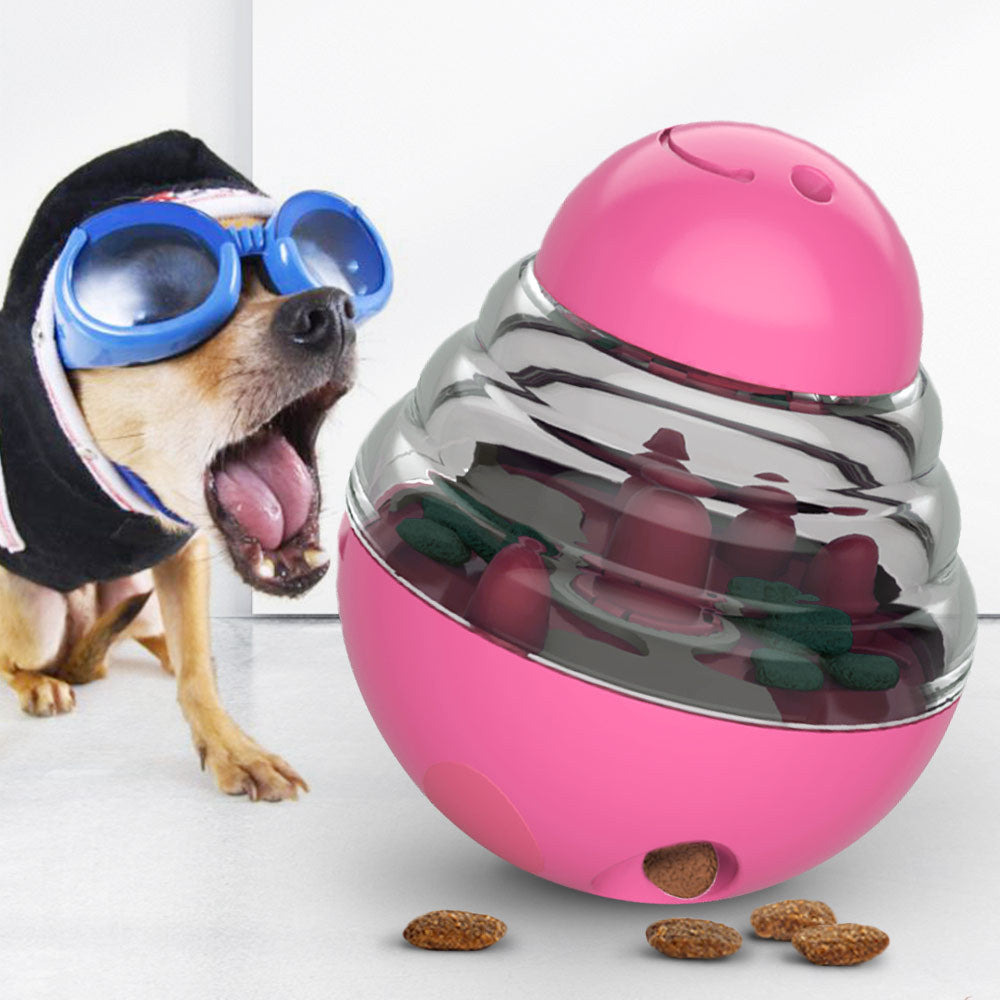 Pink Red Interactive Dog Snack Ball Toy Food Dispenser for Dogs 1 Piece.
