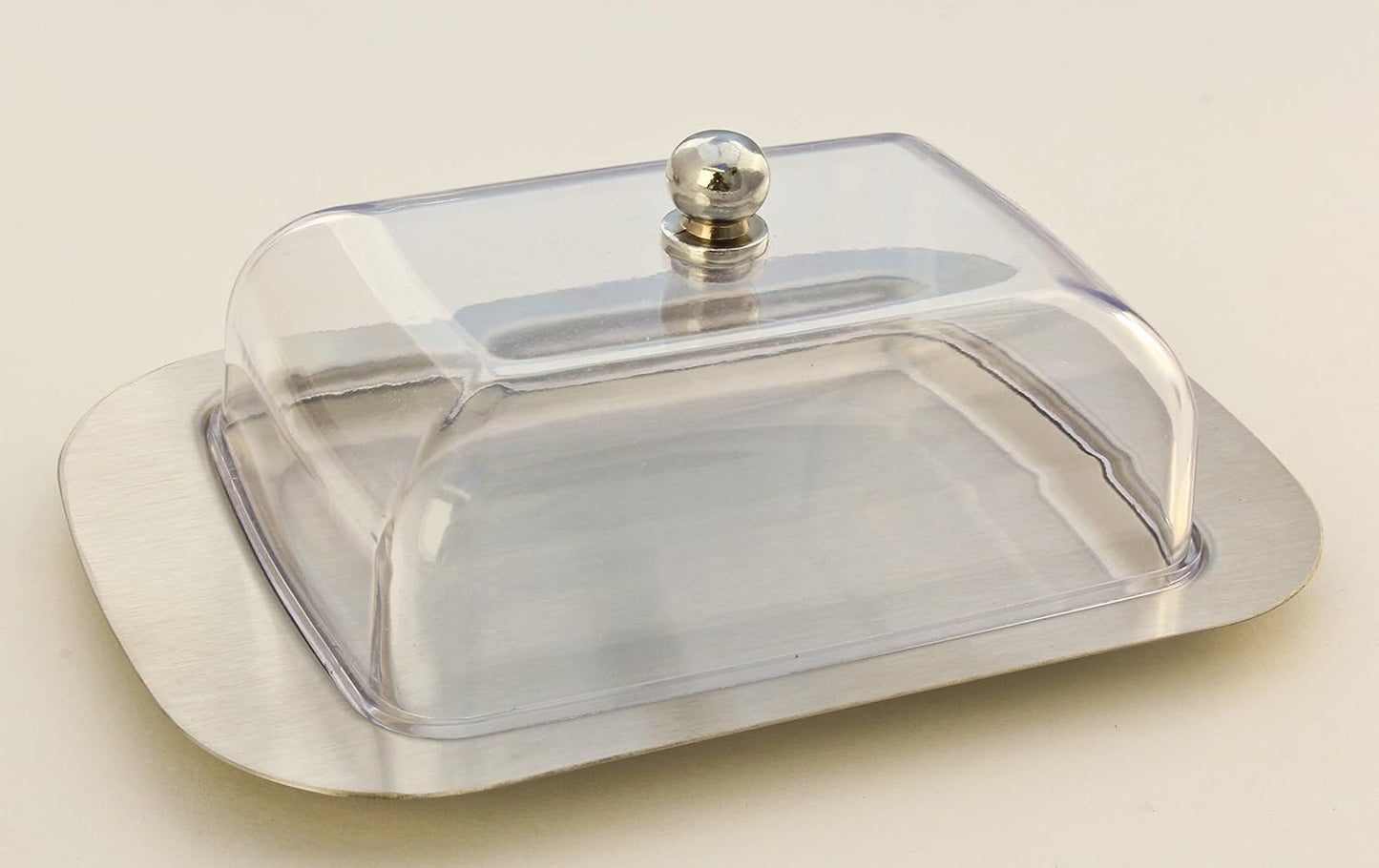 Stainless Steel Butter Dish with Lid 18.5x12.2x6cm Transparent Butter Container