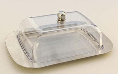 Stainless Steel Butter Dish with Lid 18.5x12.2x6cm Transparent Butter Container
