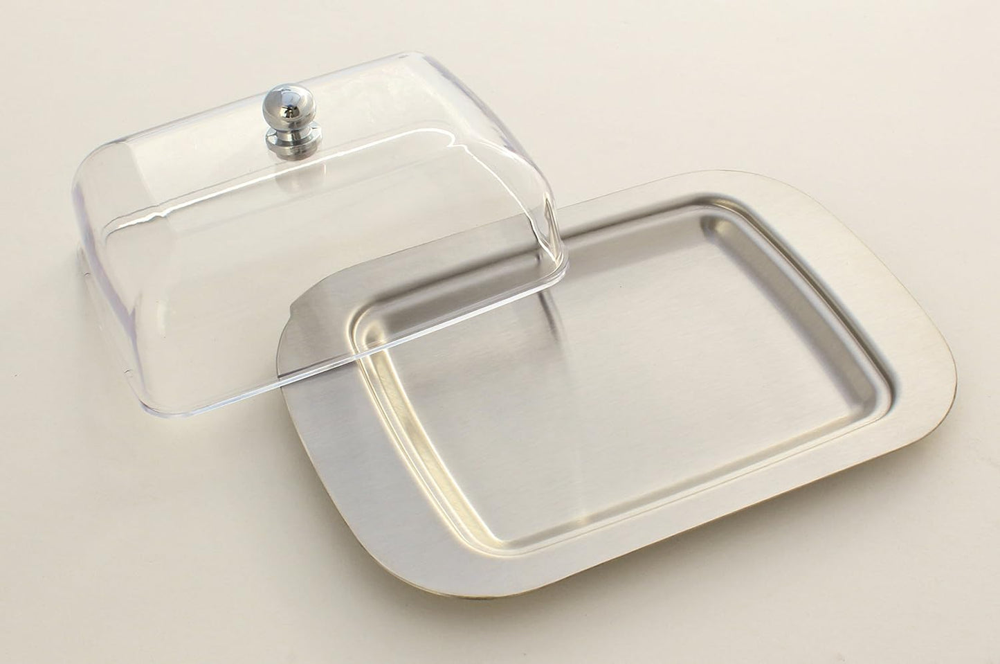 Stainless Steel Butter Dish with Lid 18.5x12.2x6cm Transparent Butter Container