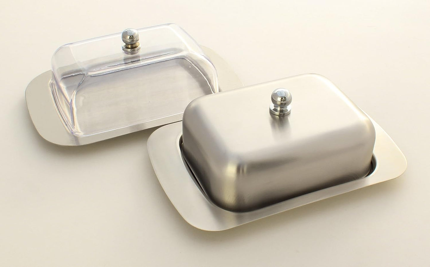 Stainless Steel Butter Dish with Lid 18.5x12.2x6cm Transparent Butter Container