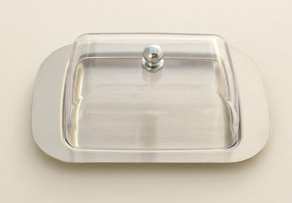 Stainless Steel Butter Dish with Lid 18.5x12.2x6cm Transparent Butter Container