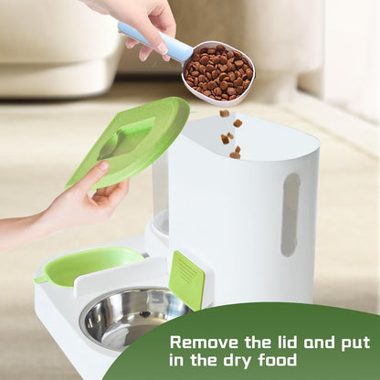 Automatic Pet Feeder 1 Piece Dog Cat Food Bowl Water Bowl Green