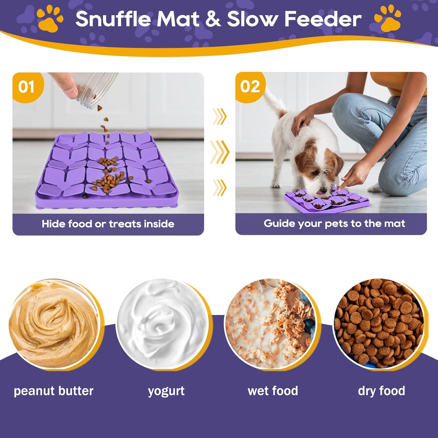 Slow Feeder Dog Cat Bowl 1 Piece Purple Interactive Pet Feeding Bowl