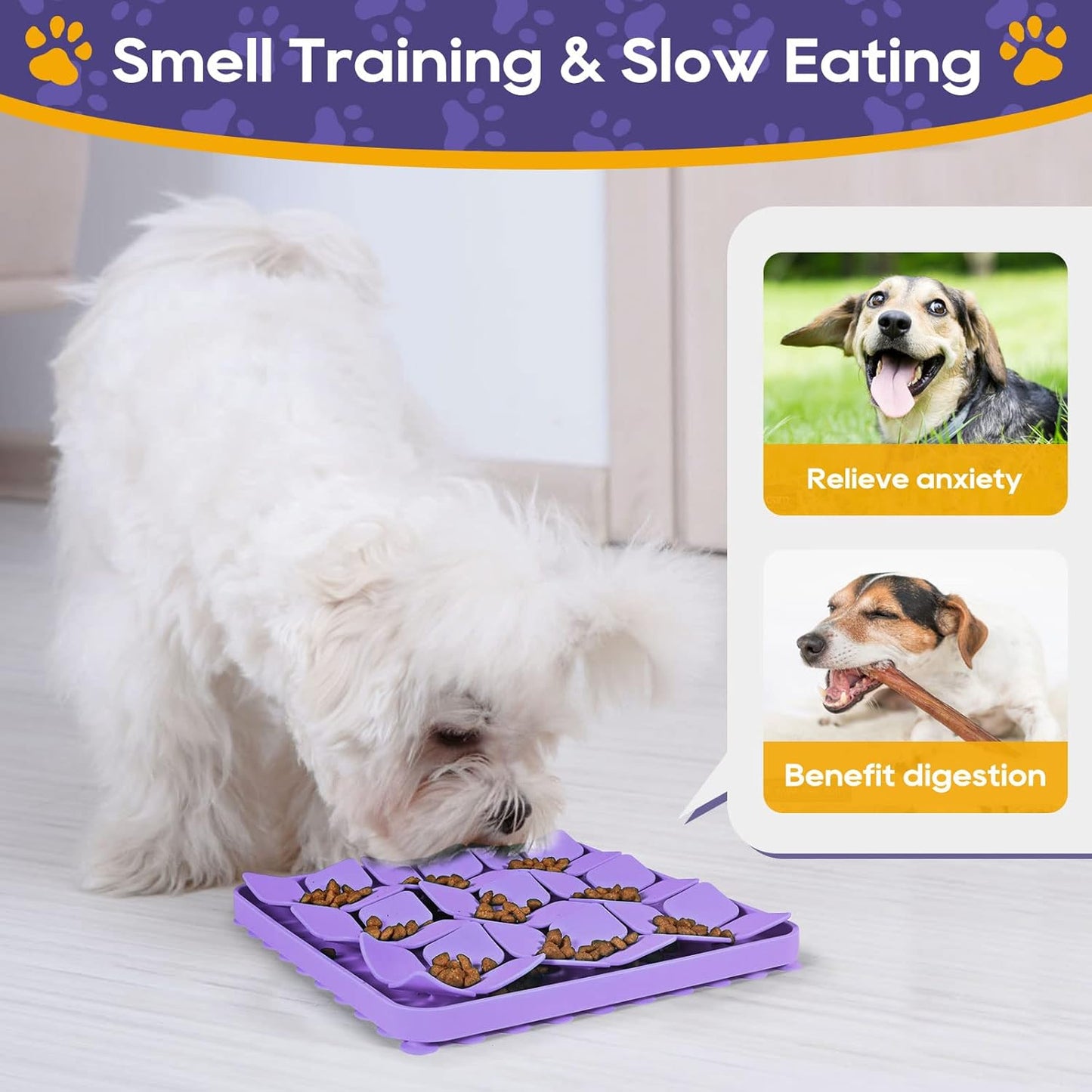 Slow Feeder Dog Cat Bowl 1 Piece Purple Interactive Pet Feeding Bowl