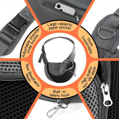 Dog Carrier Bag 40cm x 25cm Black Pet Travel Pouch for Small to Medium Dogs