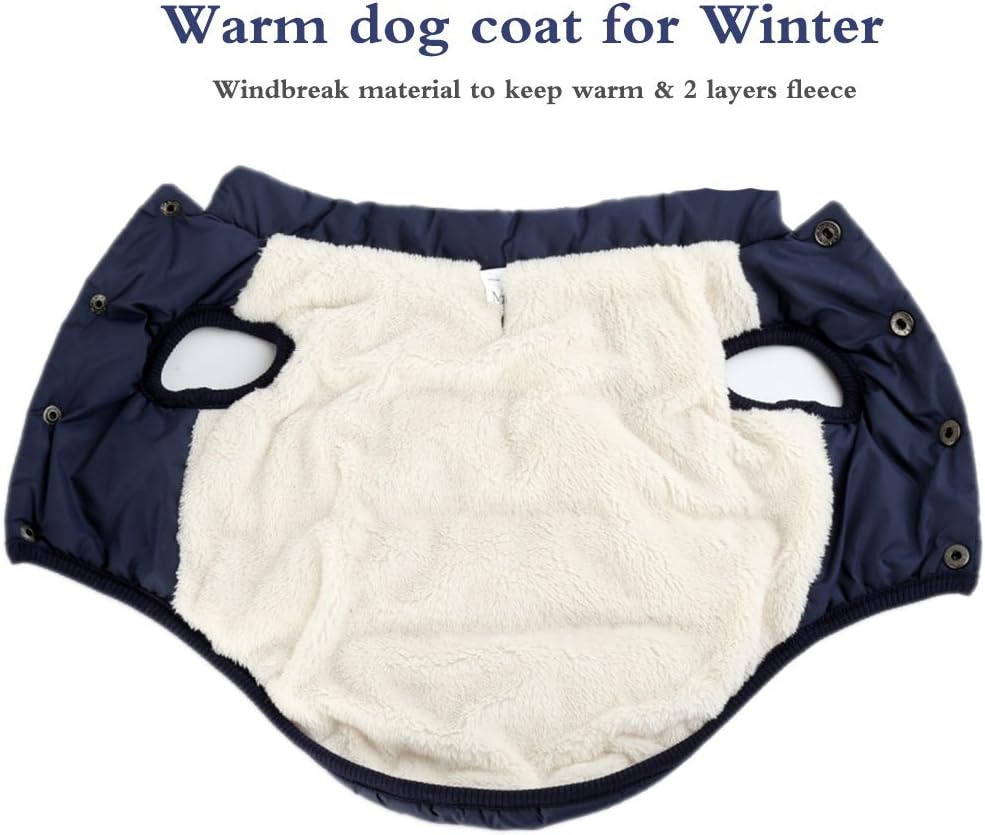 Winter Dog Coat Marine Blue Size L - Warm Pet Clothing for Cold Weather